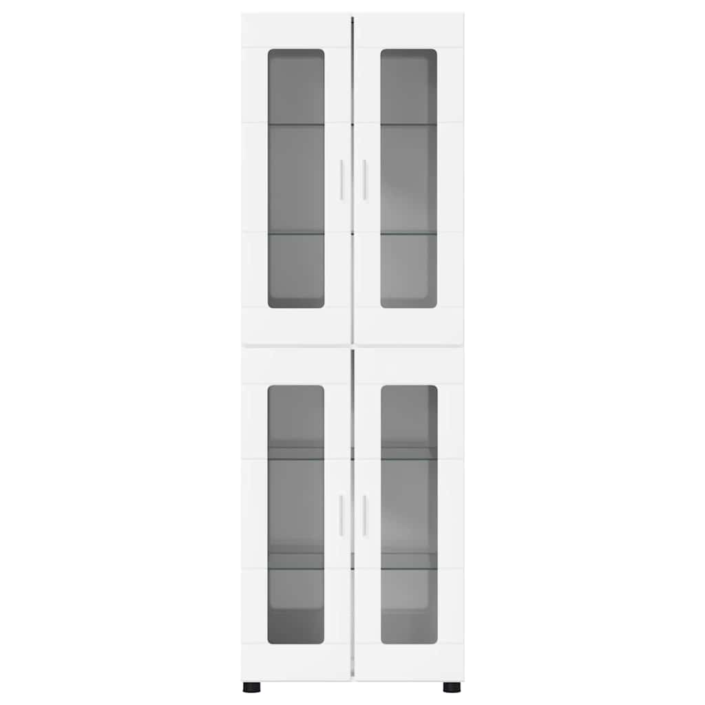 Highboard with Shelf FLORIN High Gloss White 60 x 35 x 182 cm