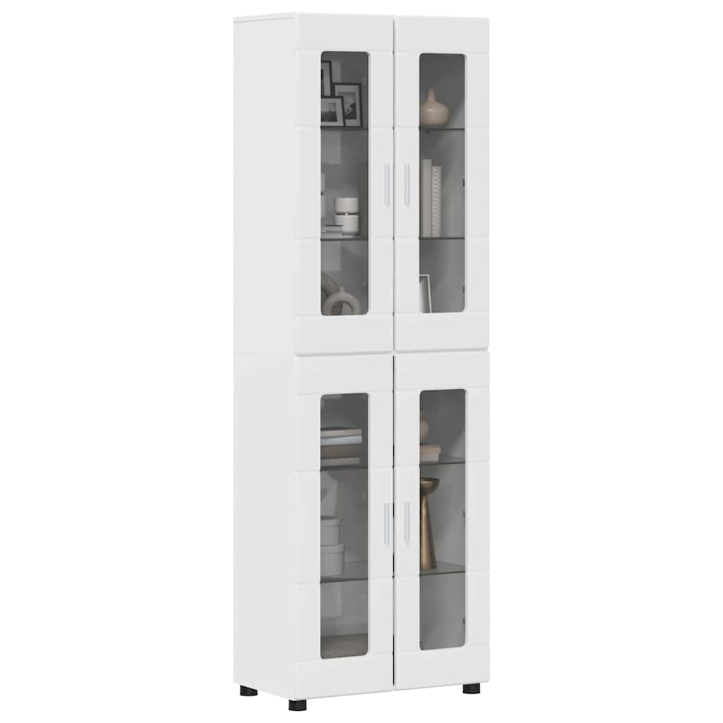 Highboard with Shelf FLORIN High Gloss White 60 x 35 x 182 cm