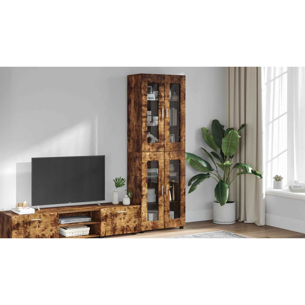 Highboard FLORIN Smoked Oak 60 x 35 x 182 cm Engineered Wood