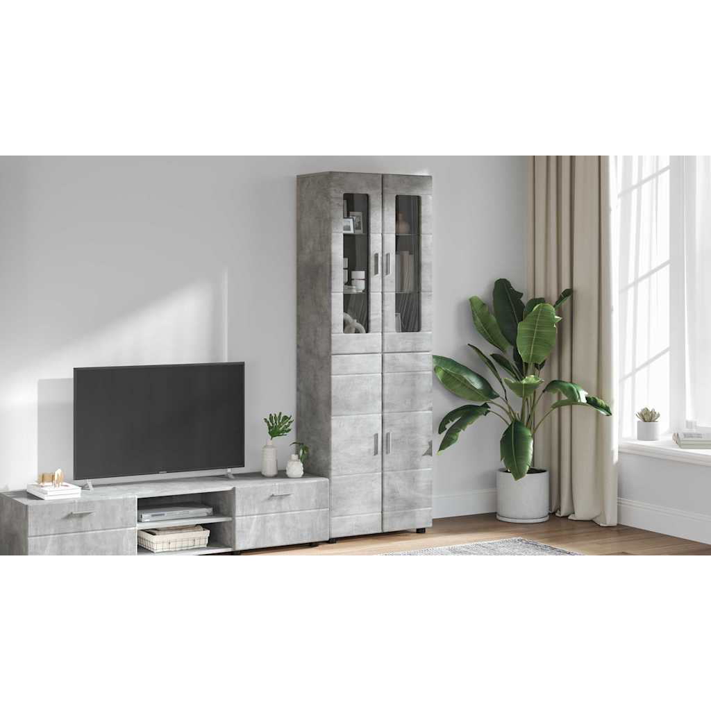 Highboard FLORIN Concrete Grey 60 x 35 x 182 cm Engineered Wood