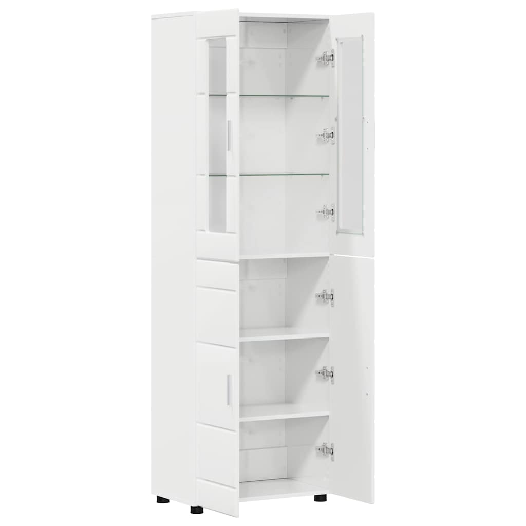 Highboard with Shelf FLORIN High Gloss White 60 x 35 x 182 cm