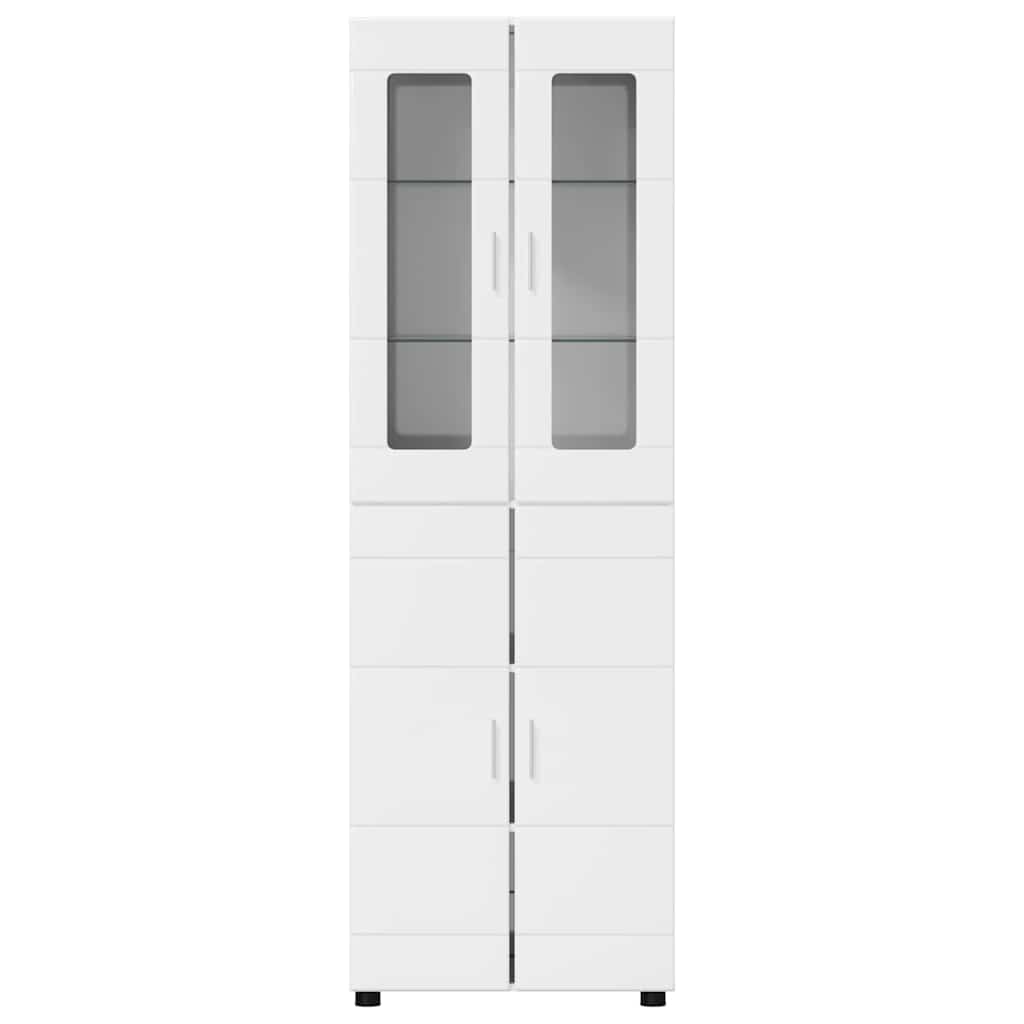 Highboard with Shelf FLORIN High Gloss White 60 x 35 x 182 cm