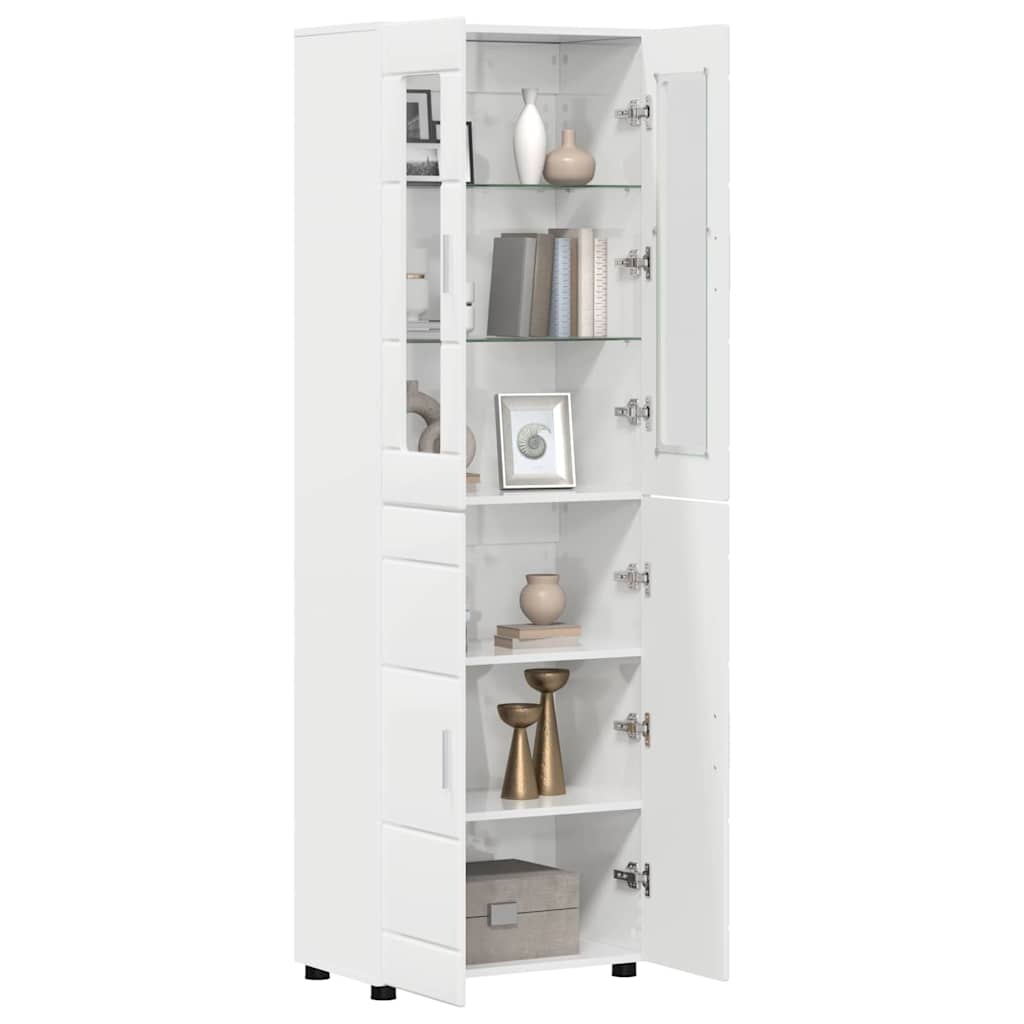 Highboard with Shelf FLORIN High Gloss White 60 x 35 x 182 cm
