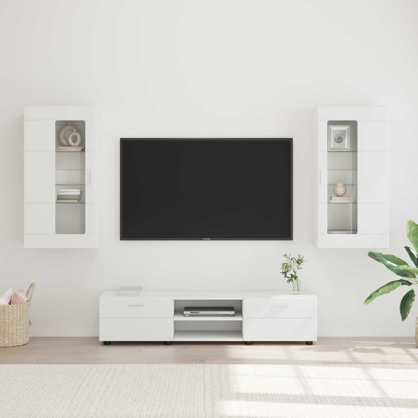 TV Cabinet Set with Drawer FLORIN 3 pcs White Engineered Wood