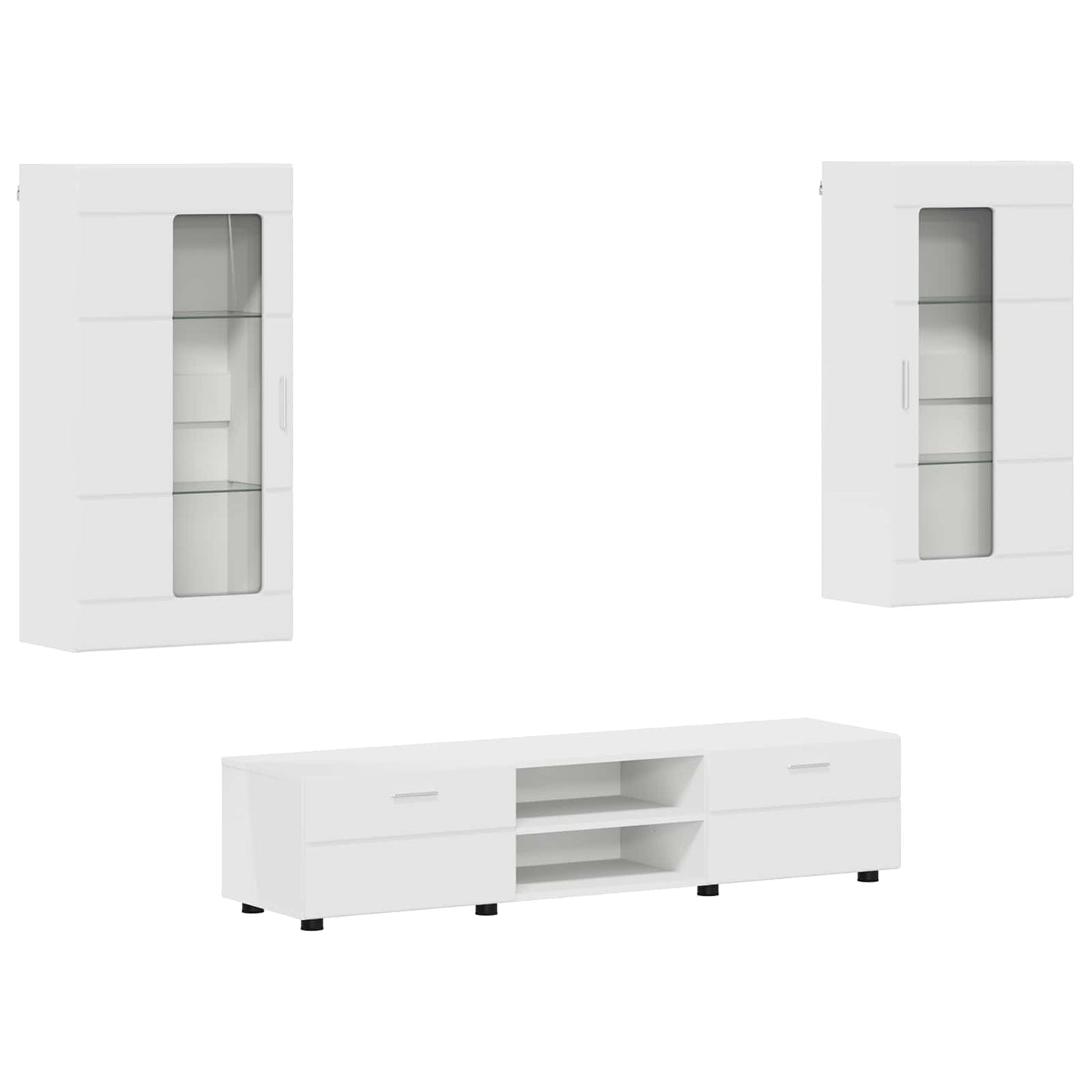 TV Cabinet Set with Drawer FLORIN 3 pcs White Engineered Wood
