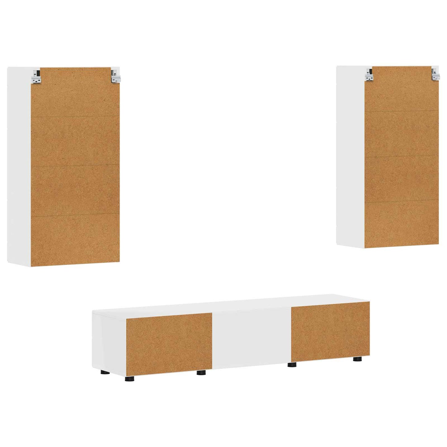 TV Cabinet Set with Drawer FLORIN 3 pcs White Engineered Wood