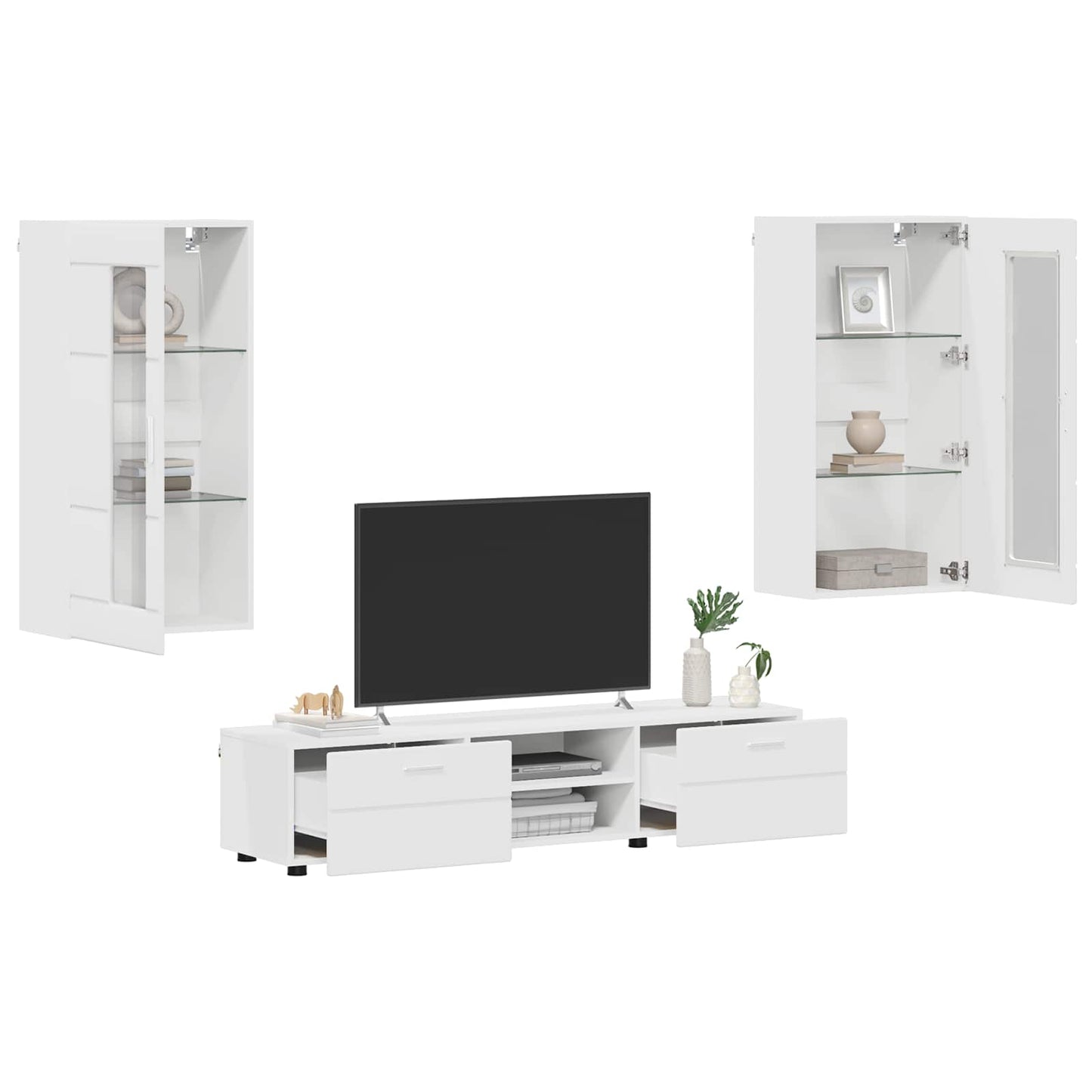 TV Cabinet Set with Drawer FLORIN 3 pcs White Engineered Wood