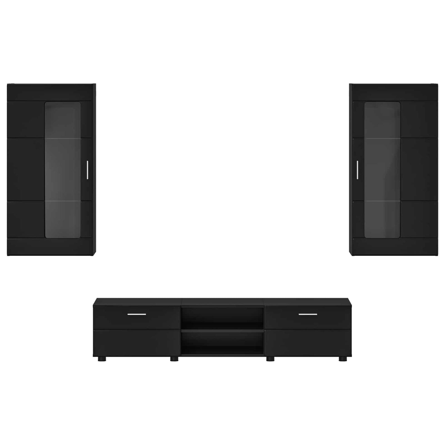 TV Cabinet Set with Drawer FLORIN 3 pcs Black Engineered Wood