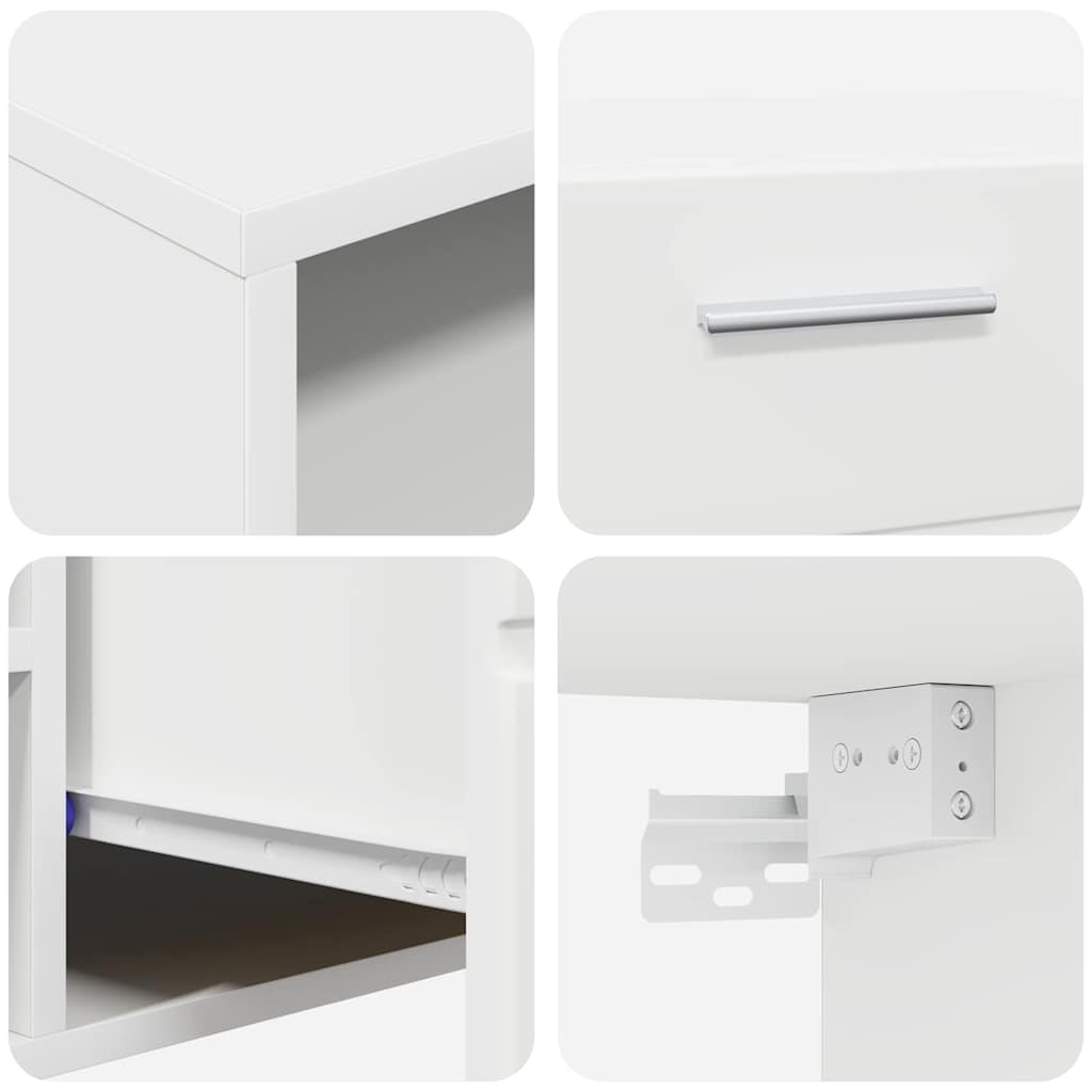 TV Cabinet Set with Drawer FLORIN 3 pcs White Engineered Wood