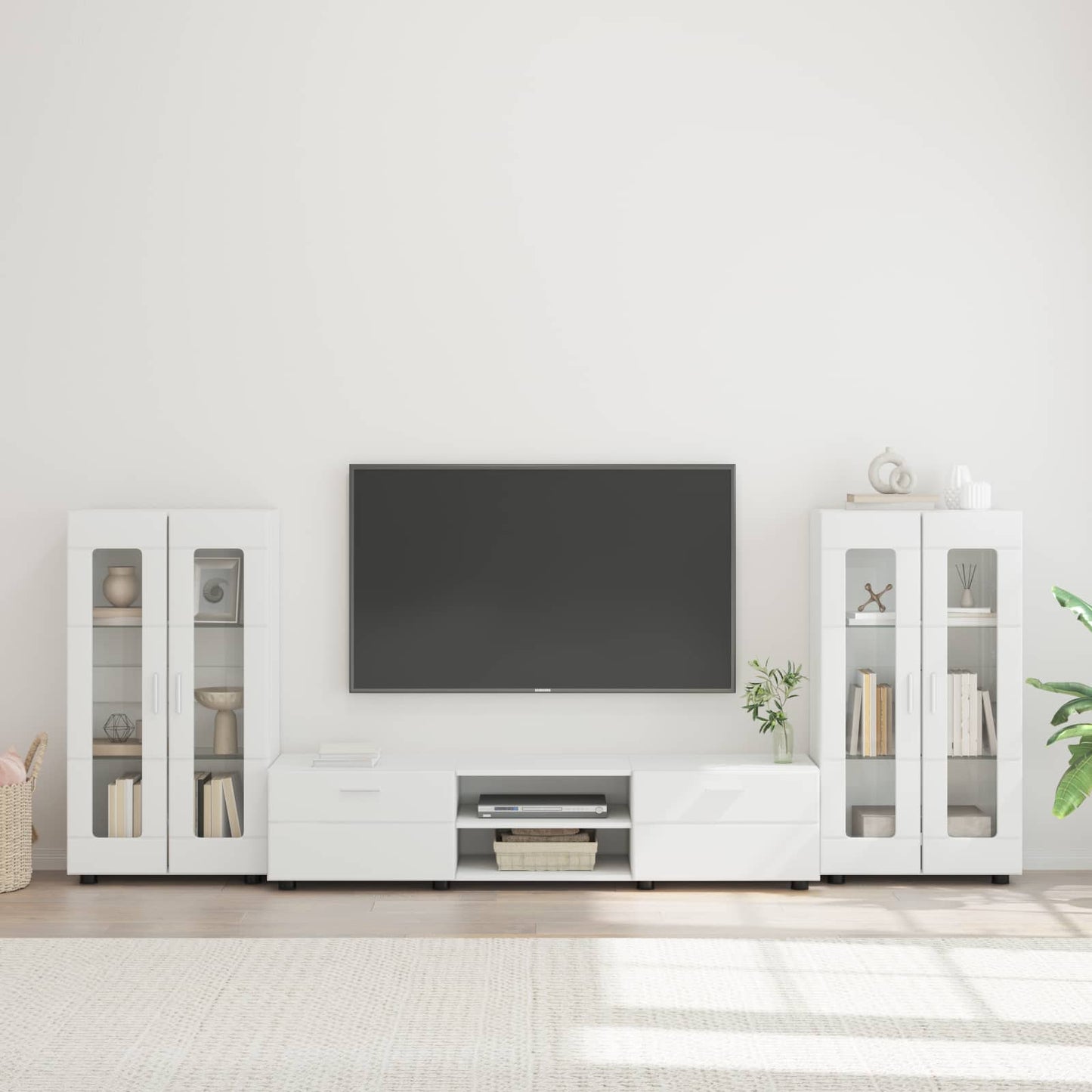 TV Cabinet Set with Drawer FLORIN 3 pcs White Engineered Wood