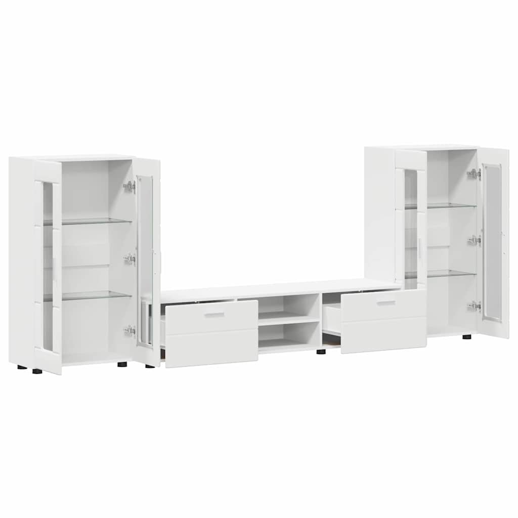 TV Cabinet Set with Drawer FLORIN 3 pcs White Engineered Wood