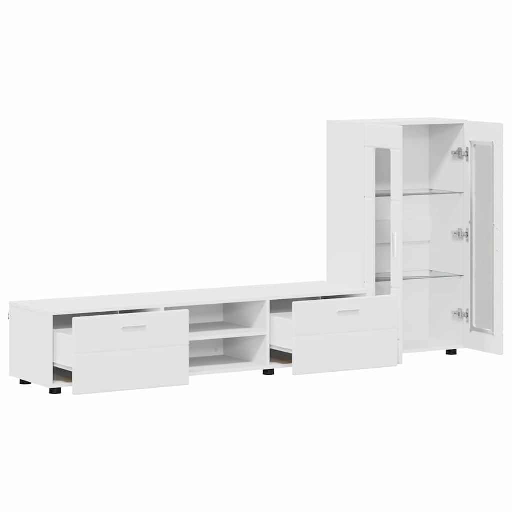 TV Cabinet Set with Drawer FLORIN 3 pcs White Engineered Wood