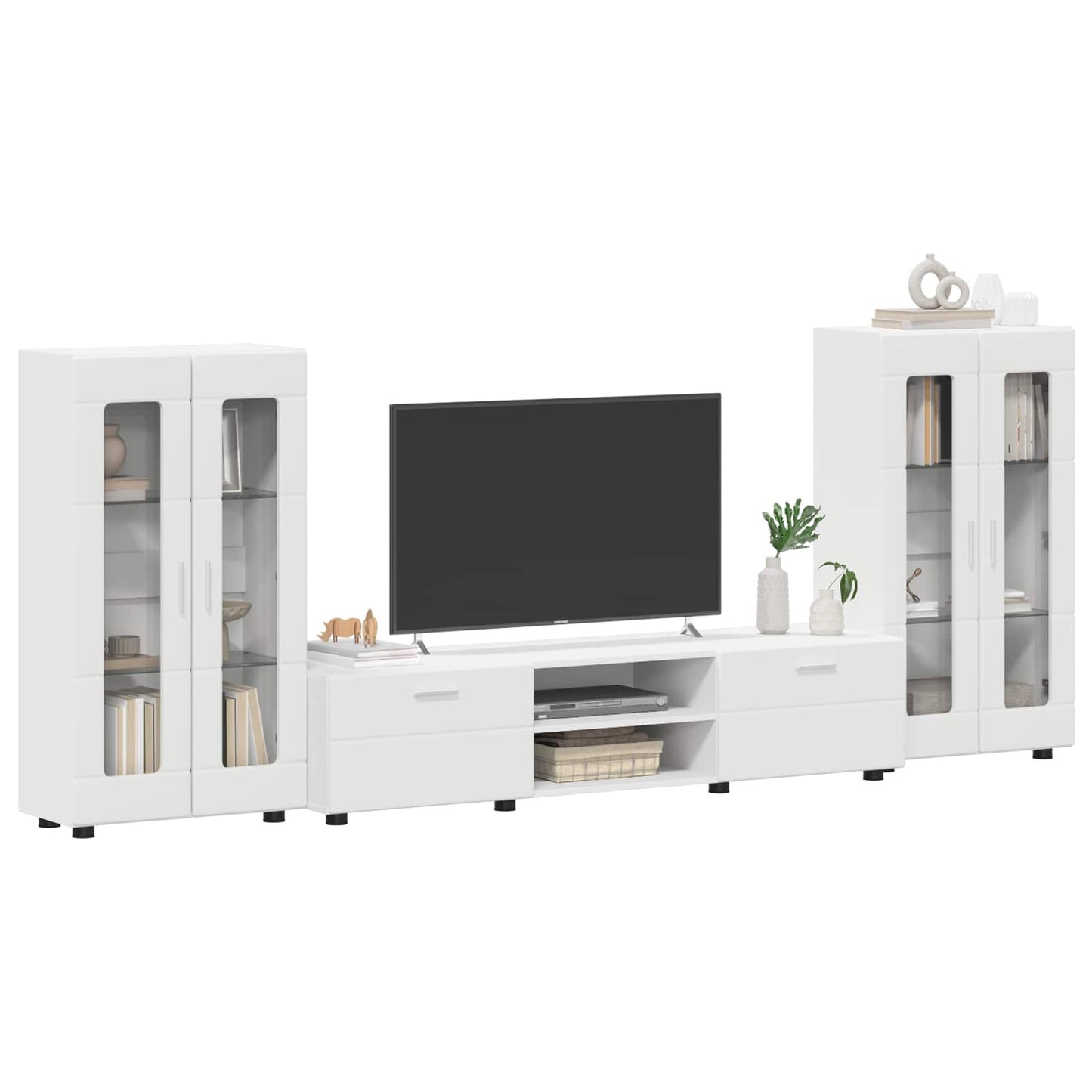 TV Cabinet Set with Drawer FLORIN 3 pcs White Engineered Wood