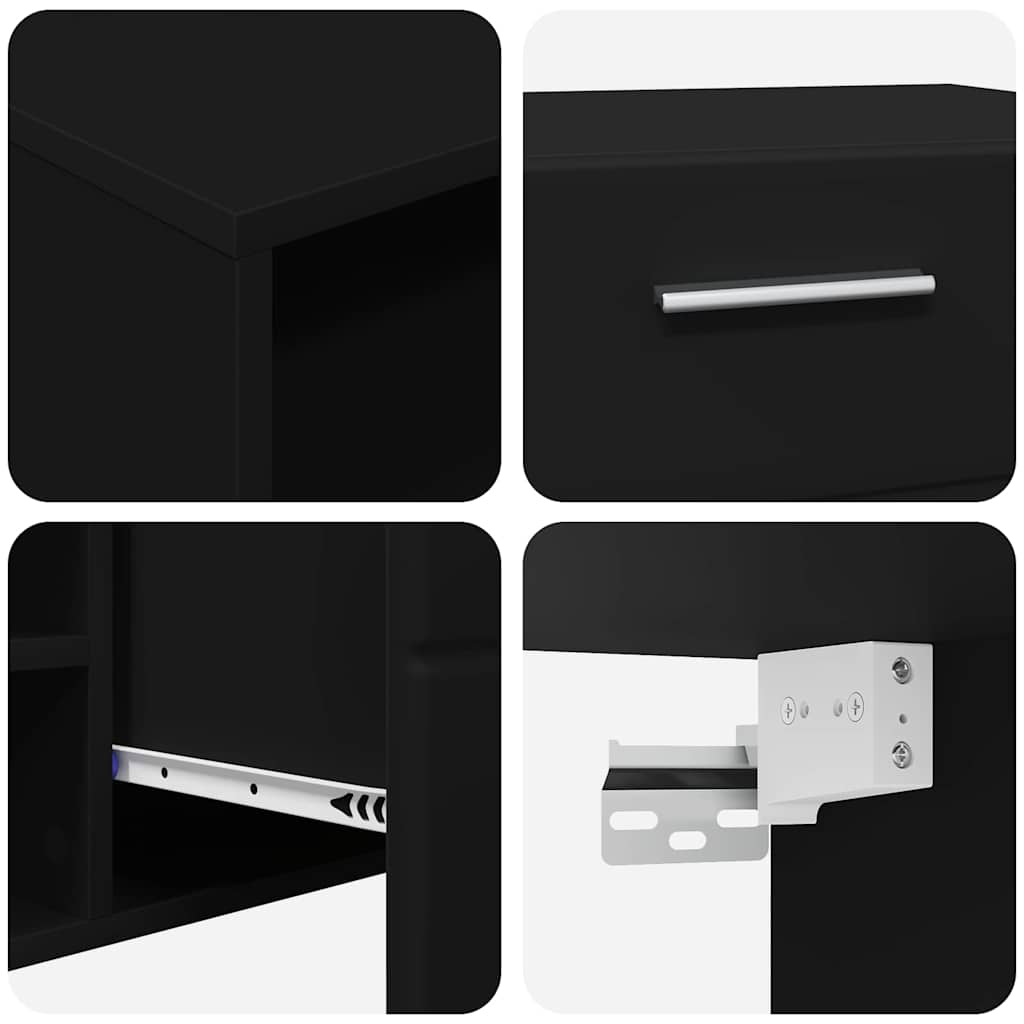TV Cabinet Set with Drawer FLORIN 3 pcs Black Engineered Wood