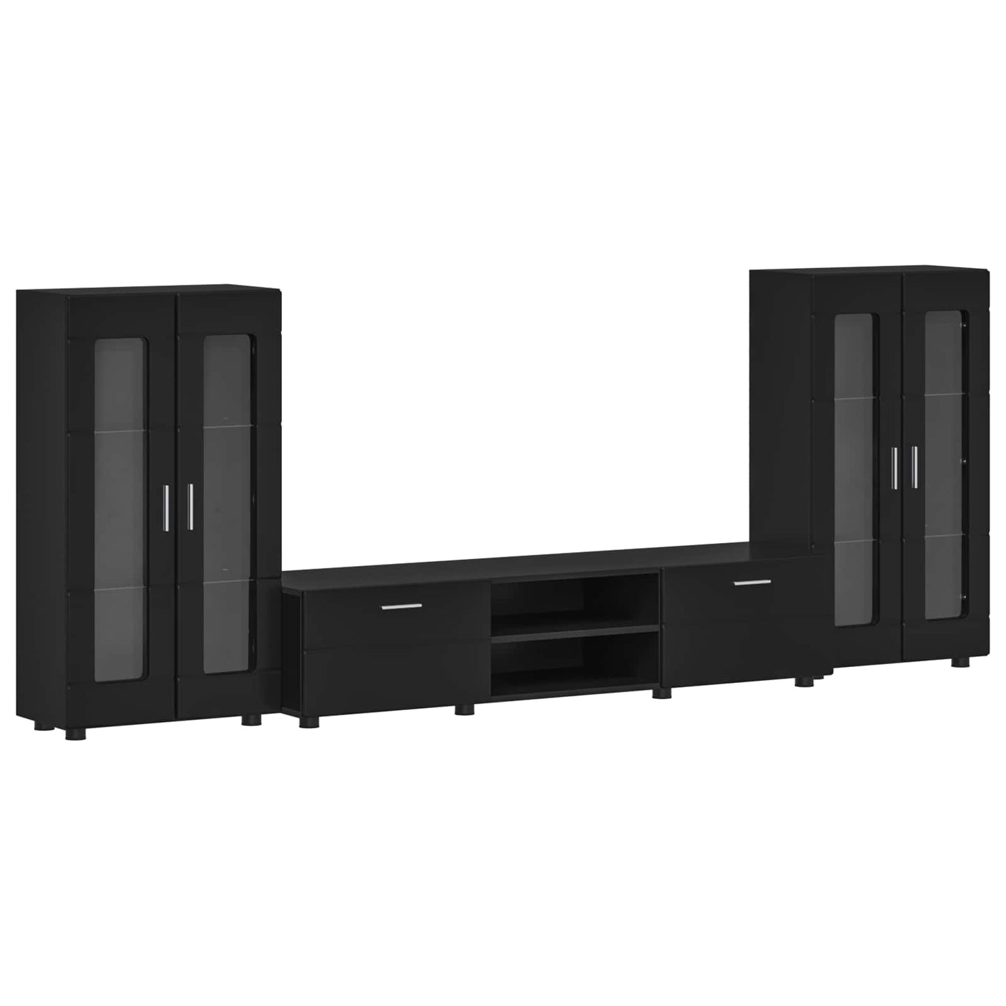 TV Cabinet Set with Drawer FLORIN 3 pcs Black Engineered Wood