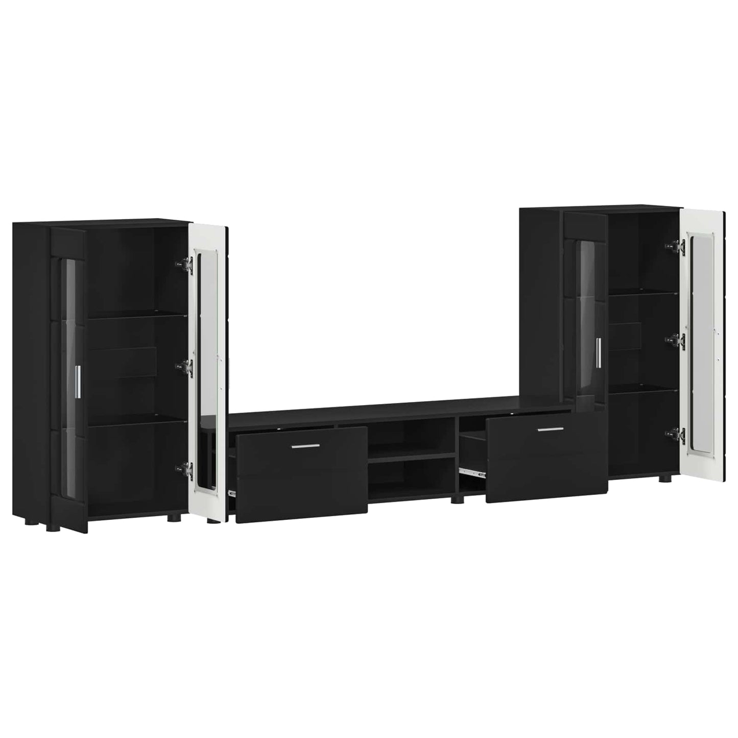 TV Cabinet Set with Drawer FLORIN 3 pcs Black Engineered Wood