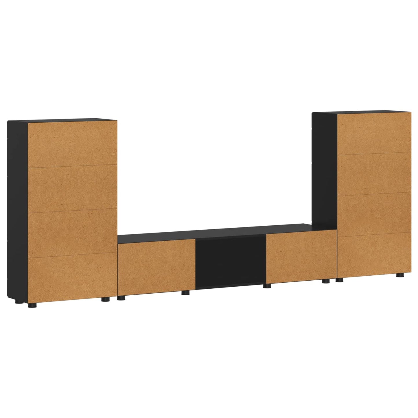 TV Cabinet Set with Drawer FLORIN 3 pcs Black Engineered Wood