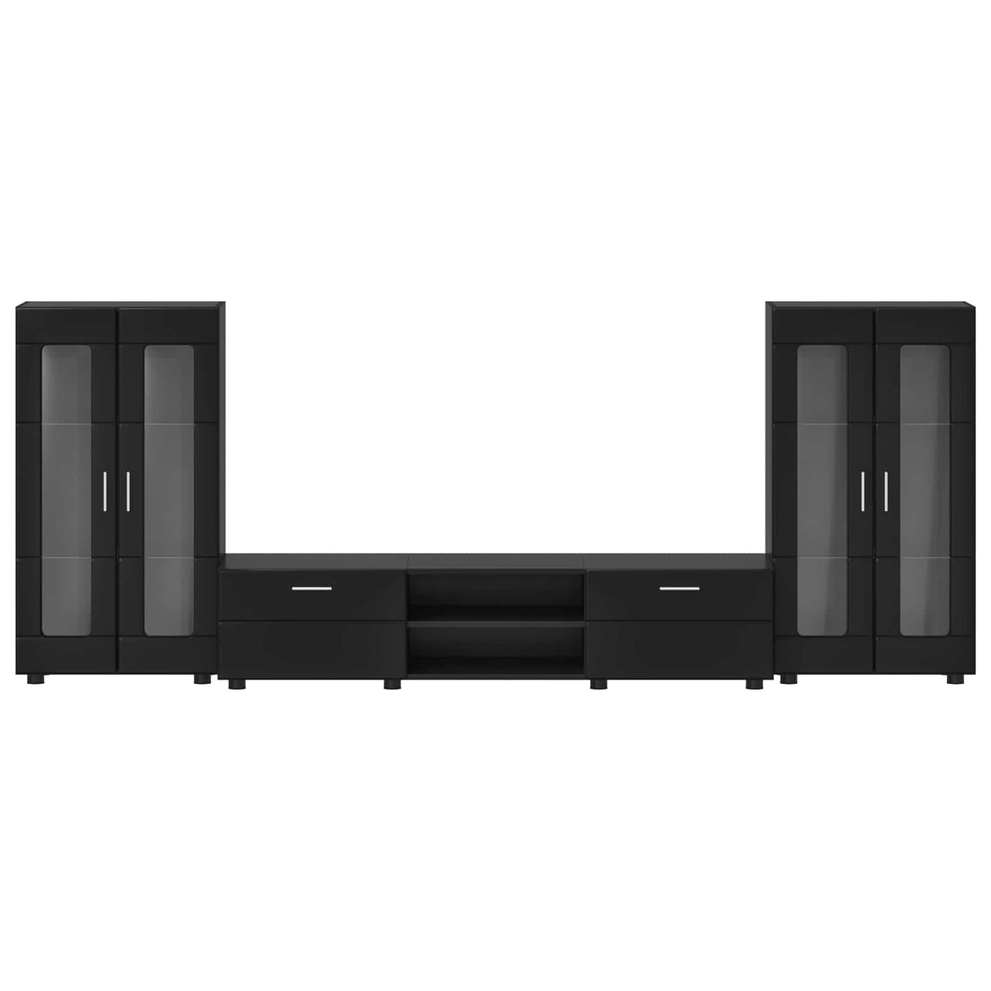 TV Cabinet Set with Drawer FLORIN 3 pcs Black Engineered Wood