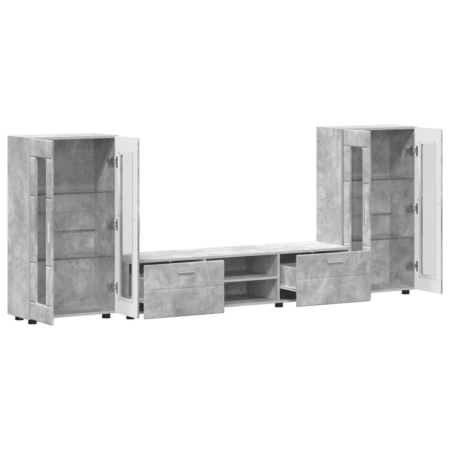 TV Cabinet Set FLORIN 3 pcs Concrete Grey Engineered Wood