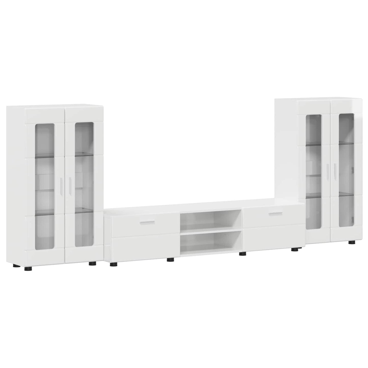 TV Cabinet Set FLORIN 3 pcs High Gloss White Engineered Wood