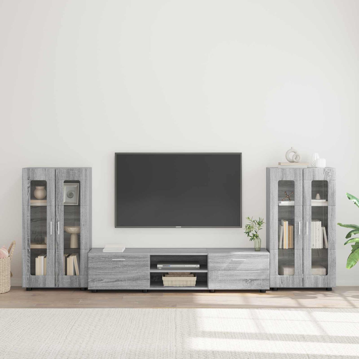 TV Cabinet Set FLORIN 3 pcs Grey Sonoma Engineered Wood