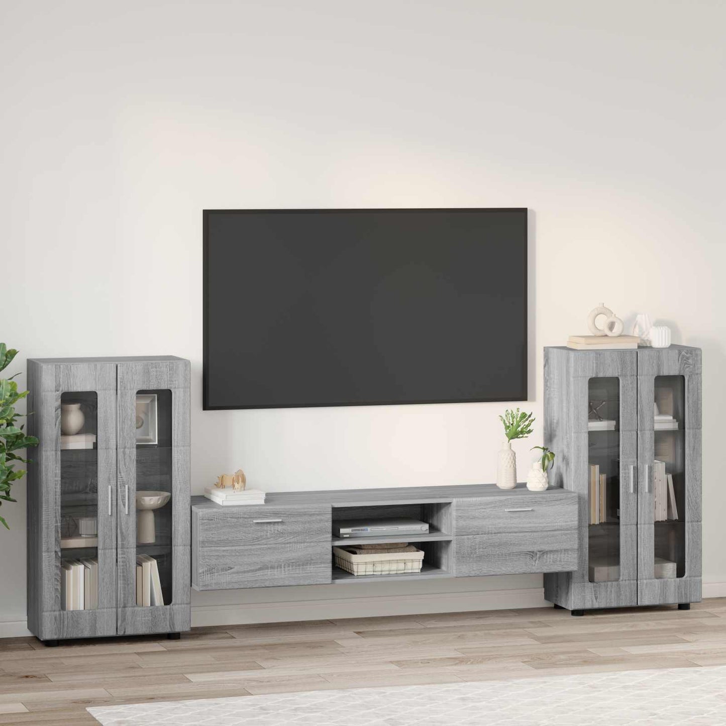 TV Cabinet Set FLORIN 3 pcs Grey Sonoma Engineered Wood
