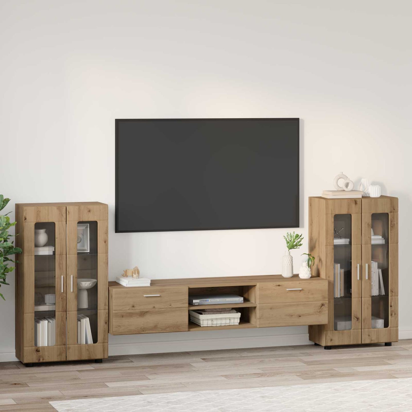 TV Cabinet Set FLORIN 3 pcs Artisan Oak Engineered Wood