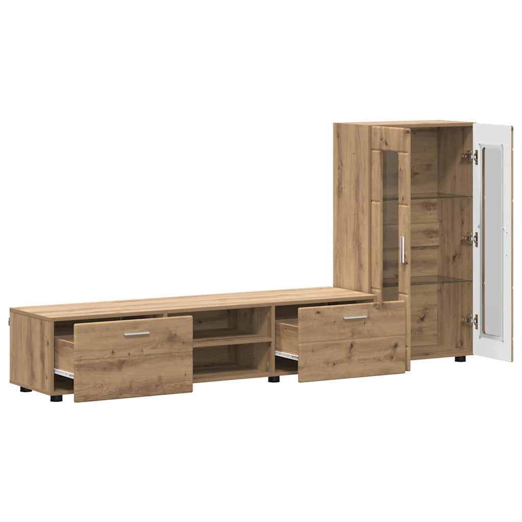TV Cabinet Set FLORIN 3 pcs Artisan Oak Engineered Wood