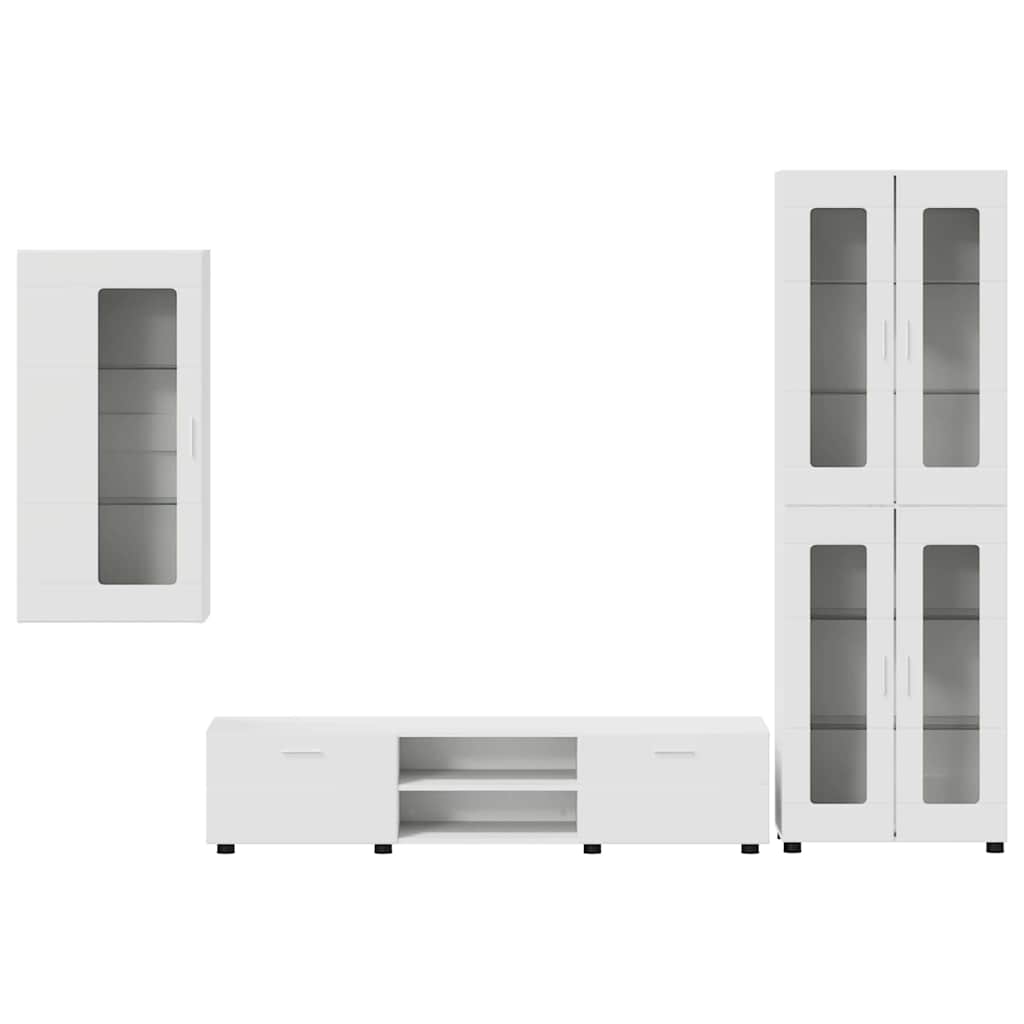 TV Cabinet Set with Drawer FLORIN 3 pcs White Engineered Wood