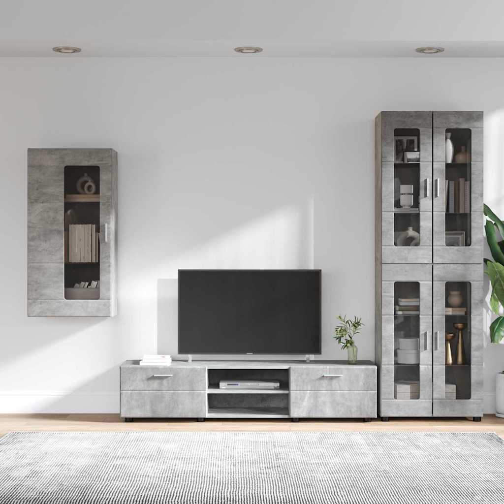 TV Cabinet Set FLORIN 3 pcs Concrete Grey Engineered Wood