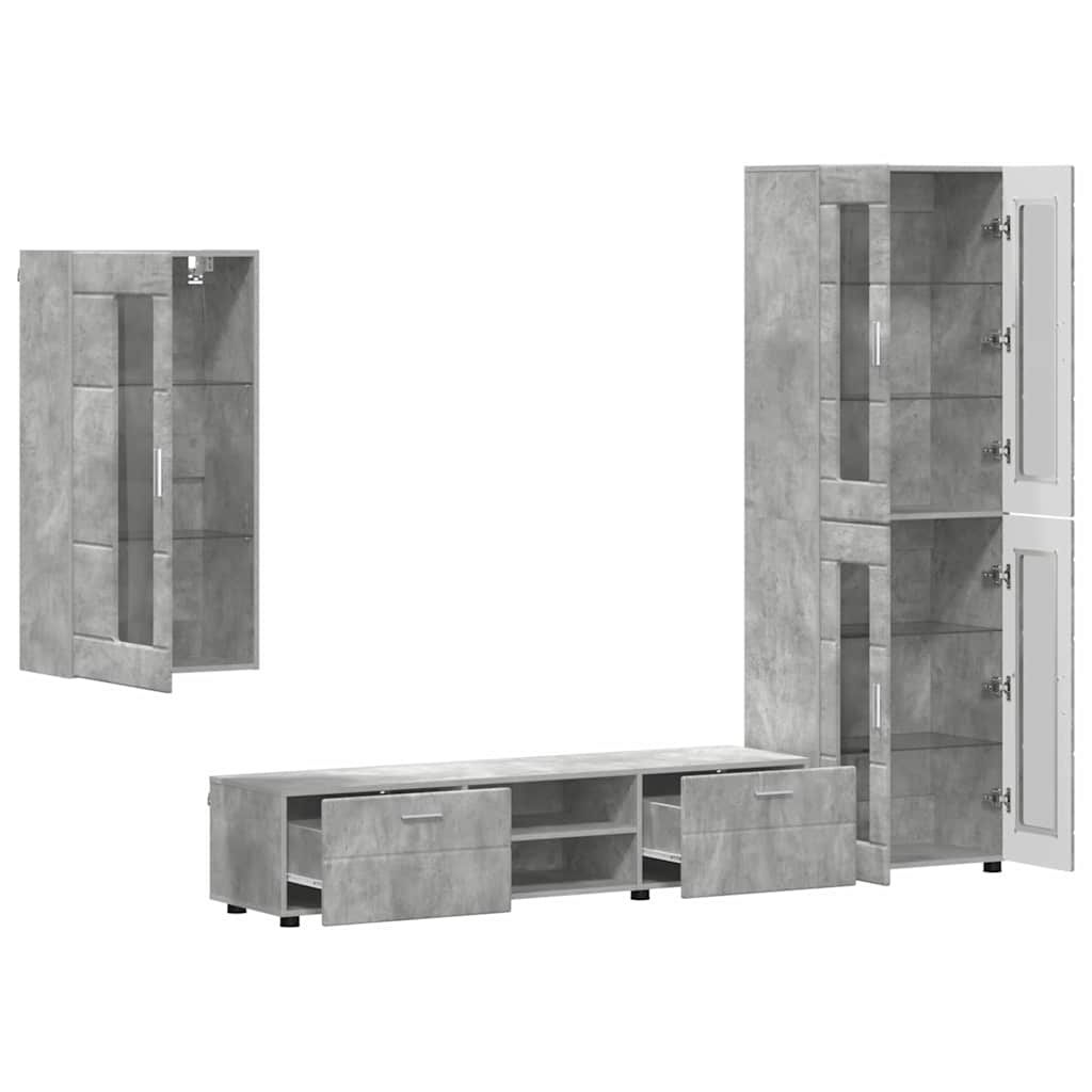 TV Cabinet Set FLORIN 3 pcs Concrete Grey Engineered Wood