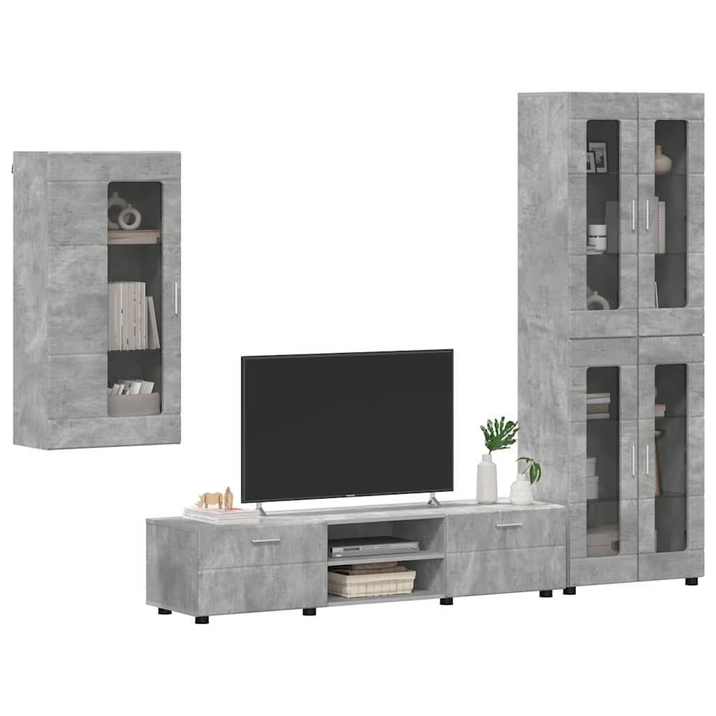 TV Cabinet Set FLORIN 3 pcs Concrete Grey Engineered Wood