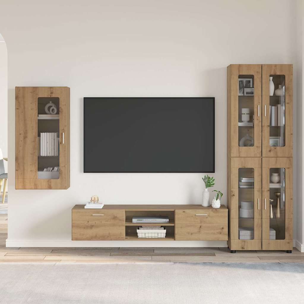 TV Cabinet Set FLORIN 3 pcs Artisan Oak Engineered Wood