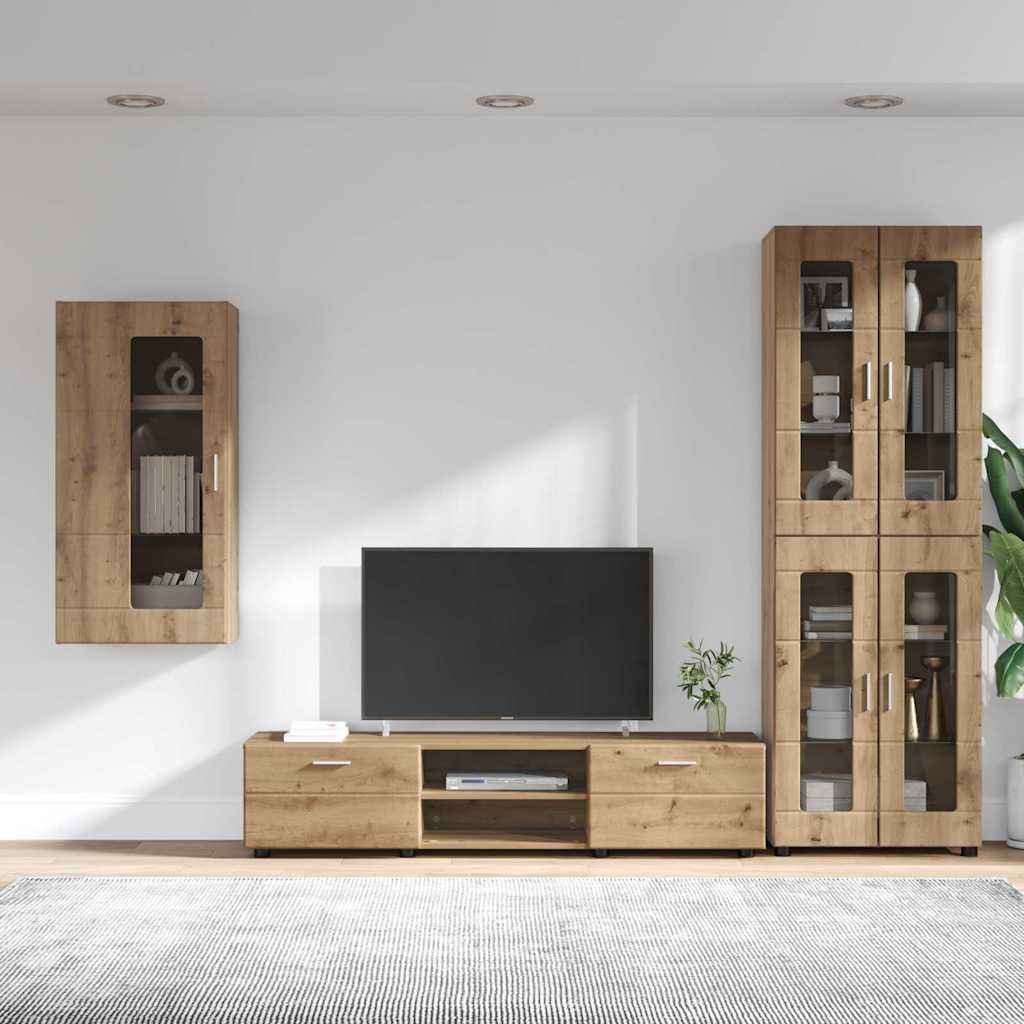 TV Cabinet Set FLORIN 3 pcs Artisan Oak Engineered Wood