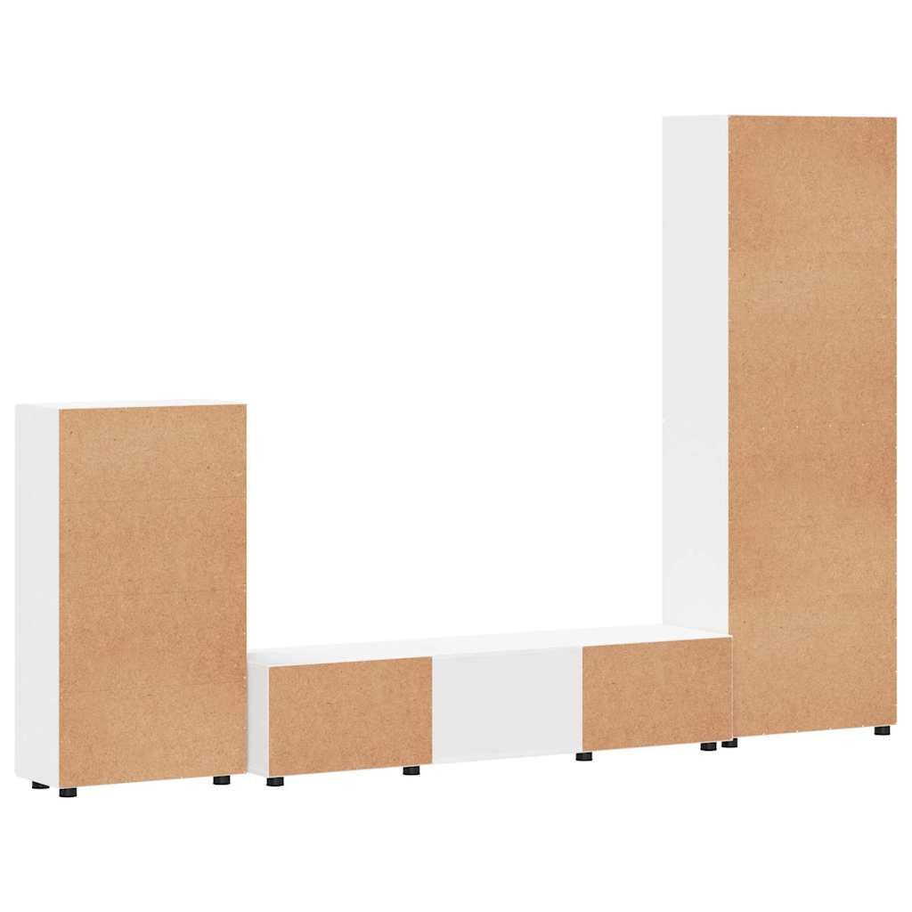 TV Cabinet Set with Drawer FLORIN 3 pcs White Engineered Wood