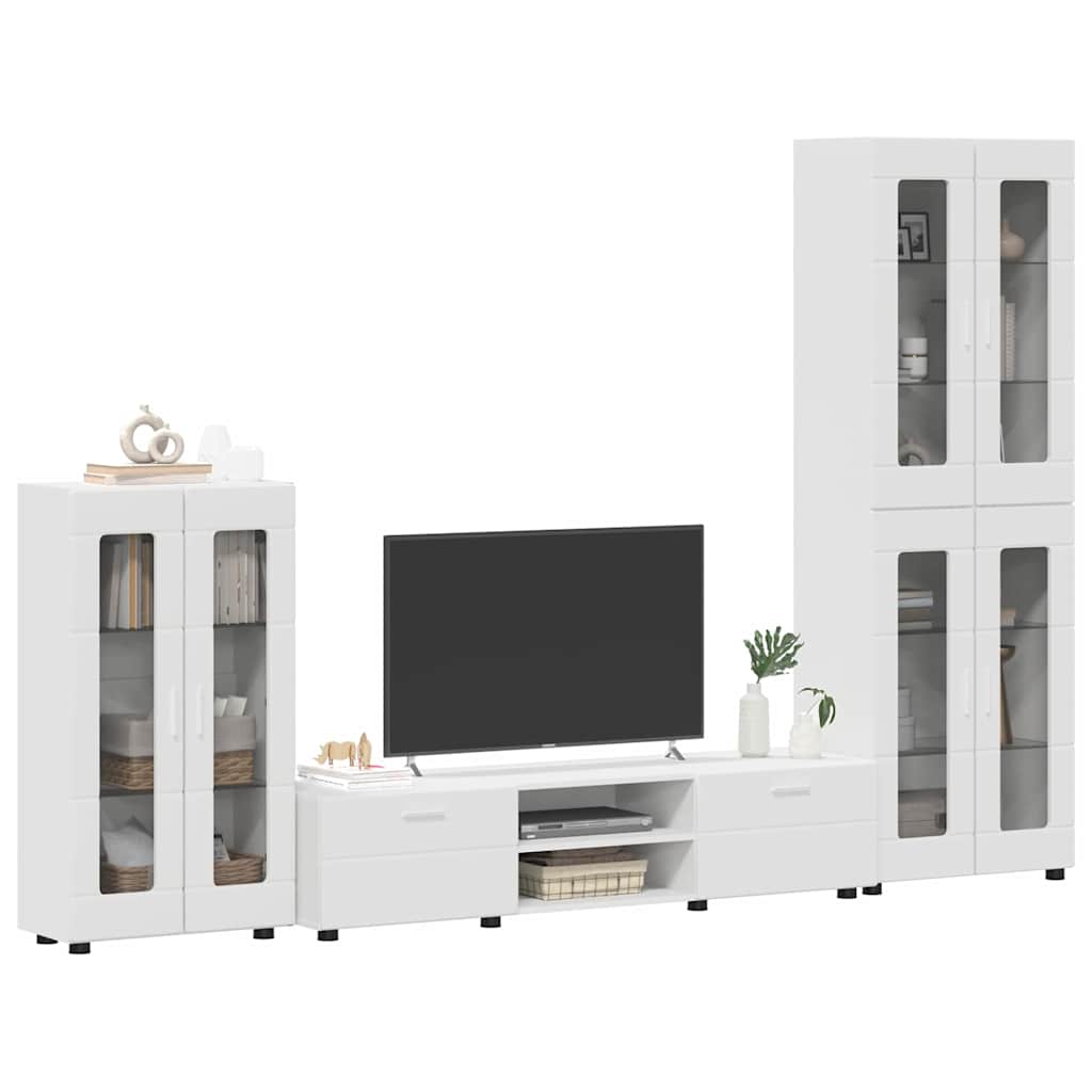 TV Cabinet Set with Drawer FLORIN 3 pcs White Engineered Wood