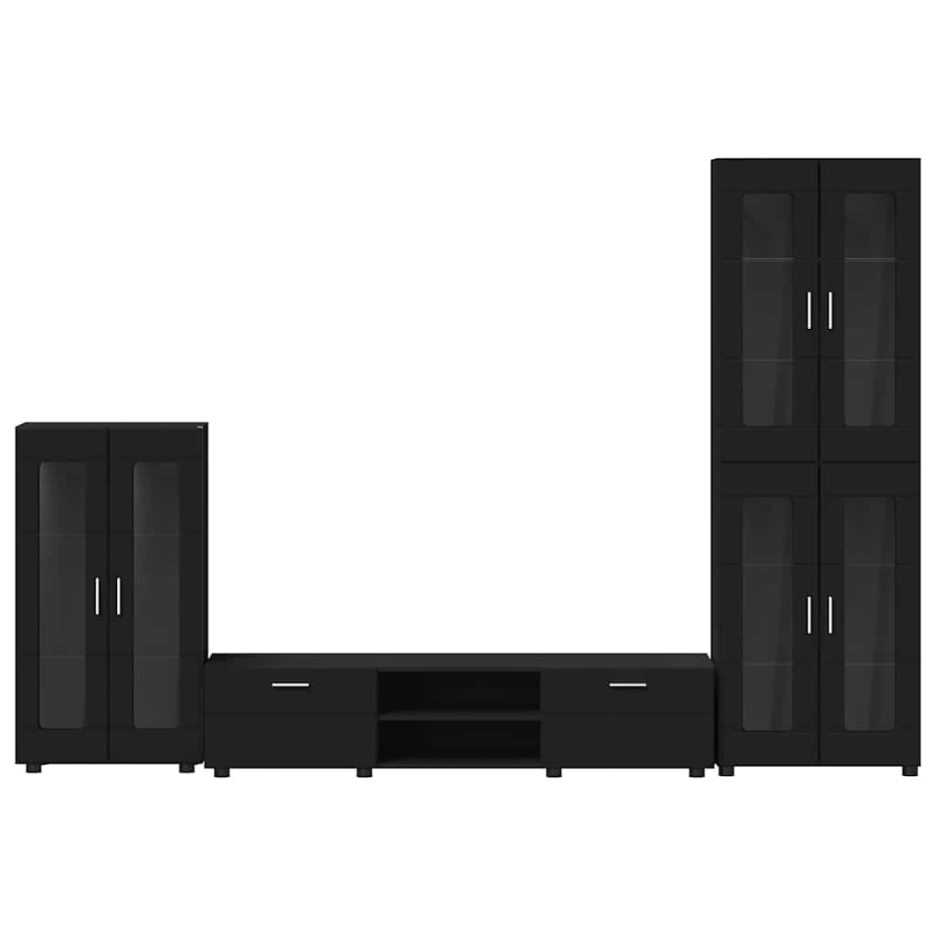 TV Cabinet Set with Drawer FLORIN 3 pcs Black Engineered Wood