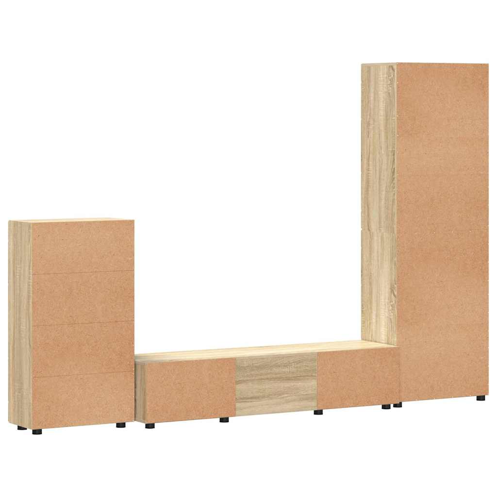 TV Cabinet Set FLORIN 3 pcs Sonoma Oak Engineered Wood