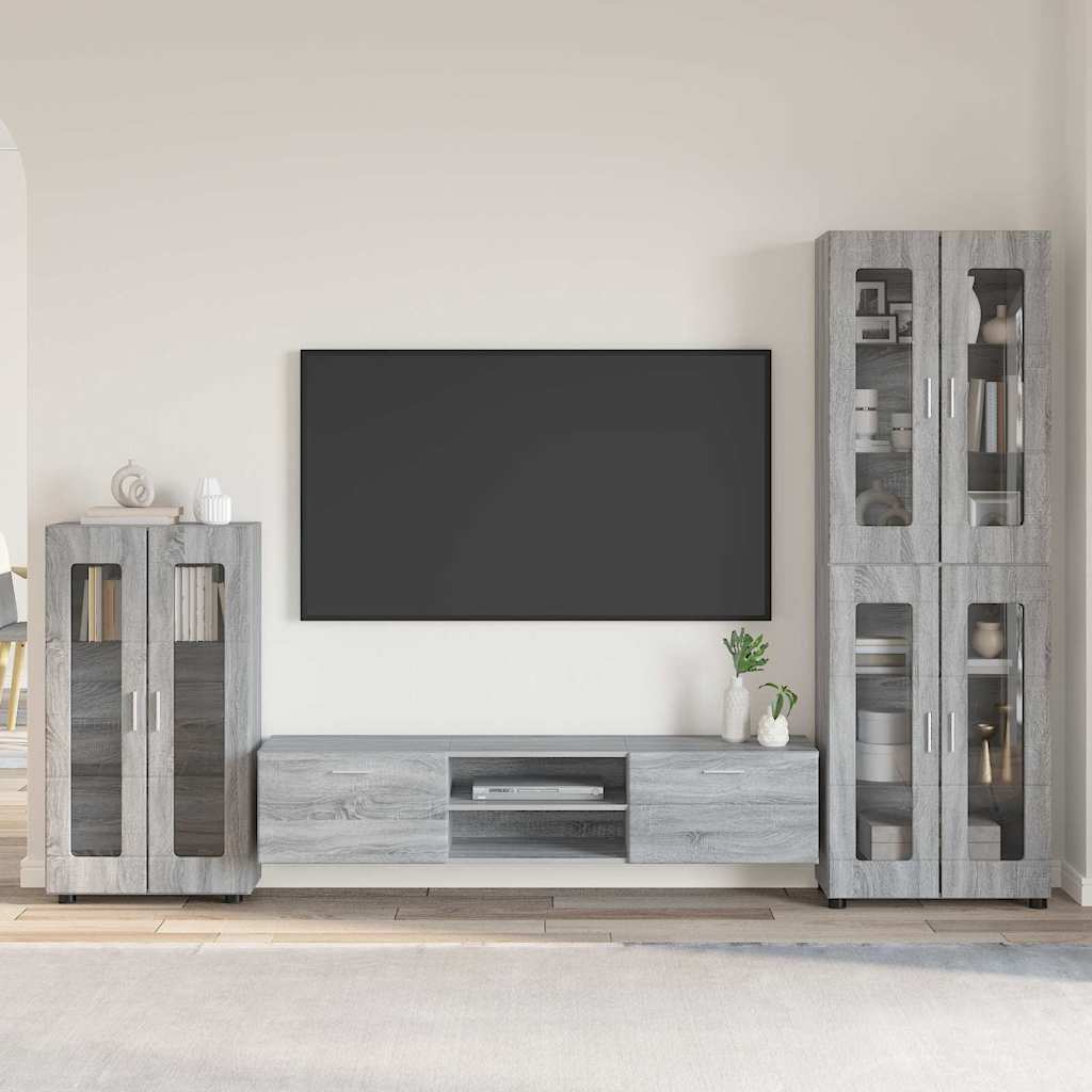 TV Cabinet Set FLORIN 3 pcs Grey Sonoma Engineered Wood