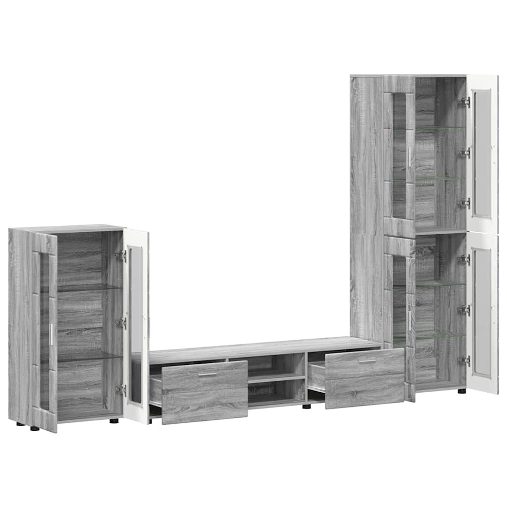 TV Cabinet Set FLORIN 3 pcs Grey Sonoma Engineered Wood