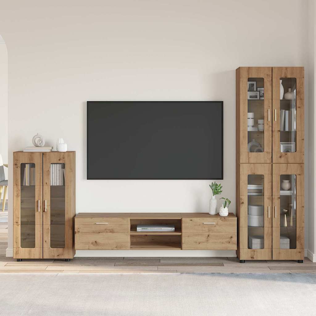 TV Cabinet Set FLORIN 3 pcs Artisan Oak Engineered Wood