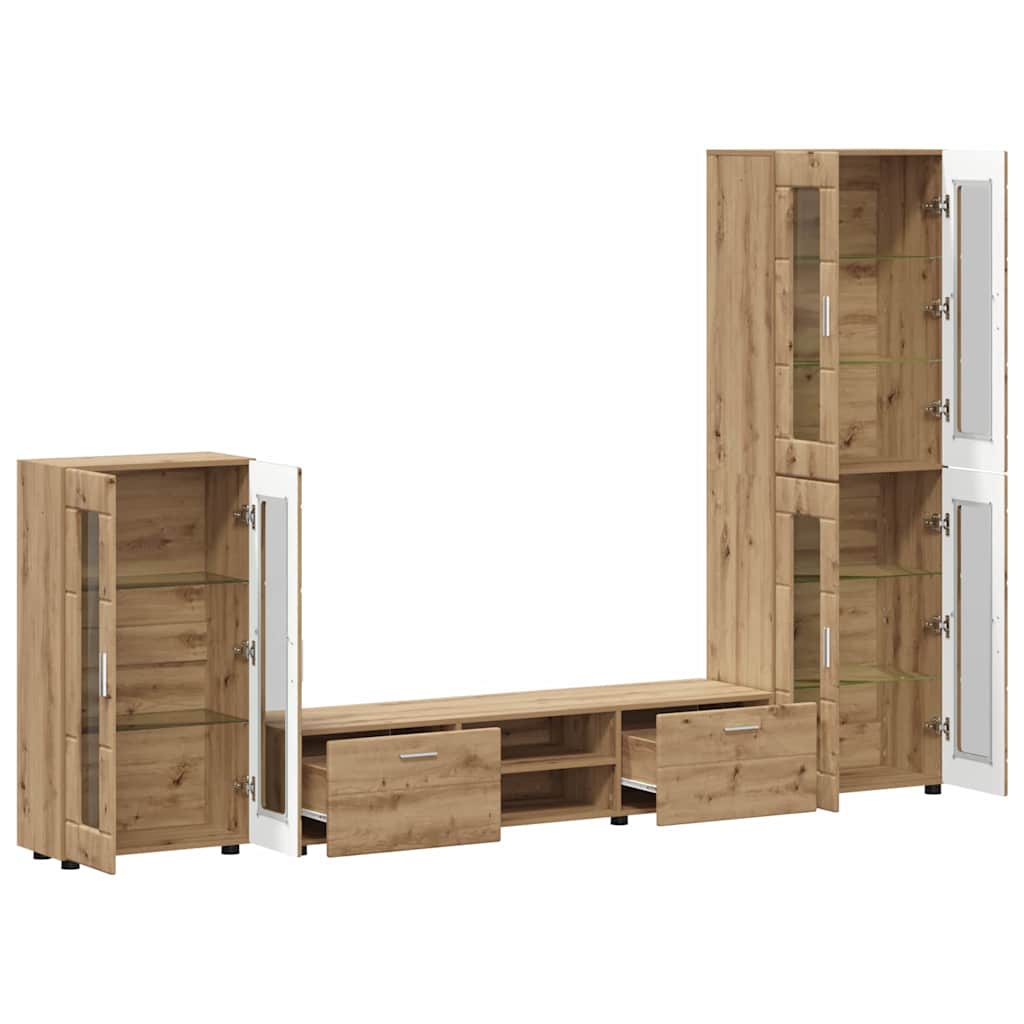 TV Cabinet Set FLORIN 3 pcs Artisan Oak Engineered Wood
