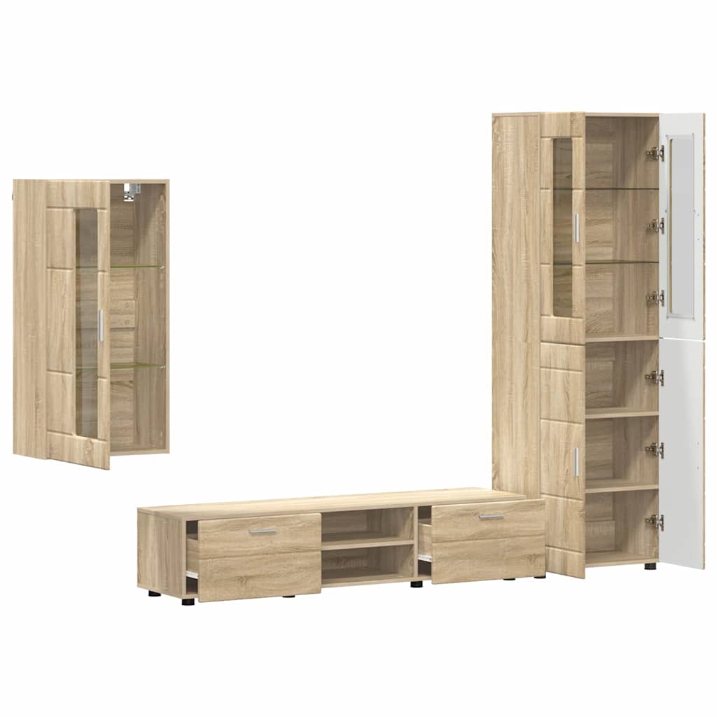 TV Cabinet Set FLORIN 3 pcs Sonoma Oak Engineered Wood