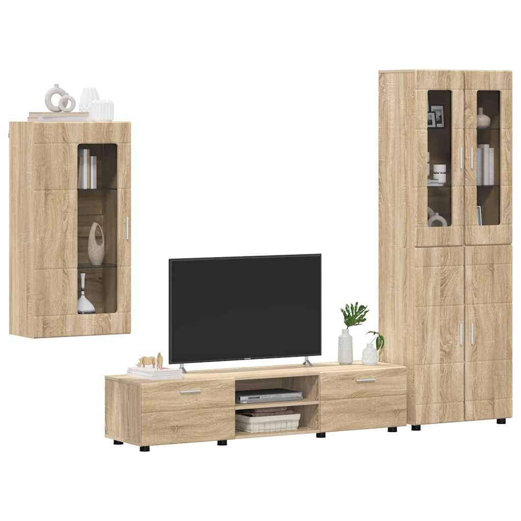 TV Cabinet Set FLORIN 3 pcs Sonoma Oak Engineered Wood