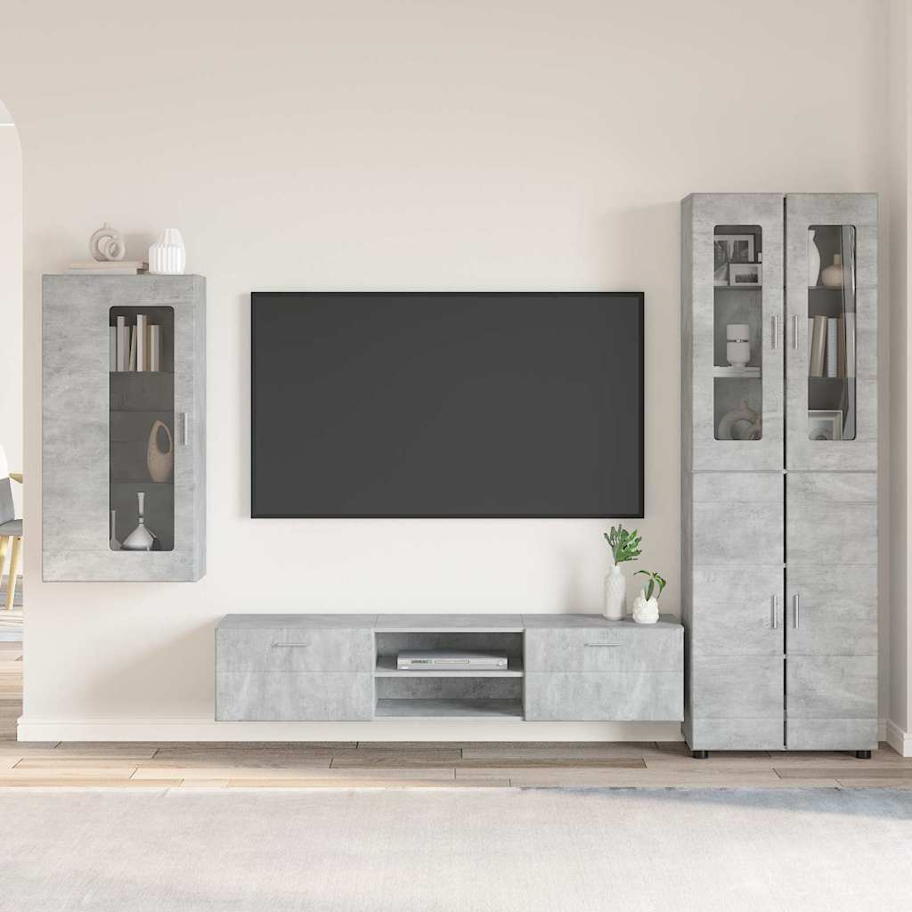 TV Cabinet Set FLORIN 3 pcs Concrete Grey Engineered Wood