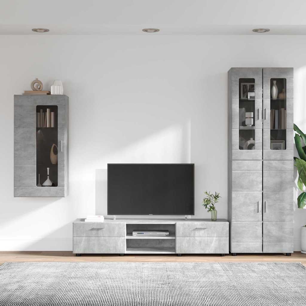 TV Cabinet Set FLORIN 3 pcs Concrete Grey Engineered Wood