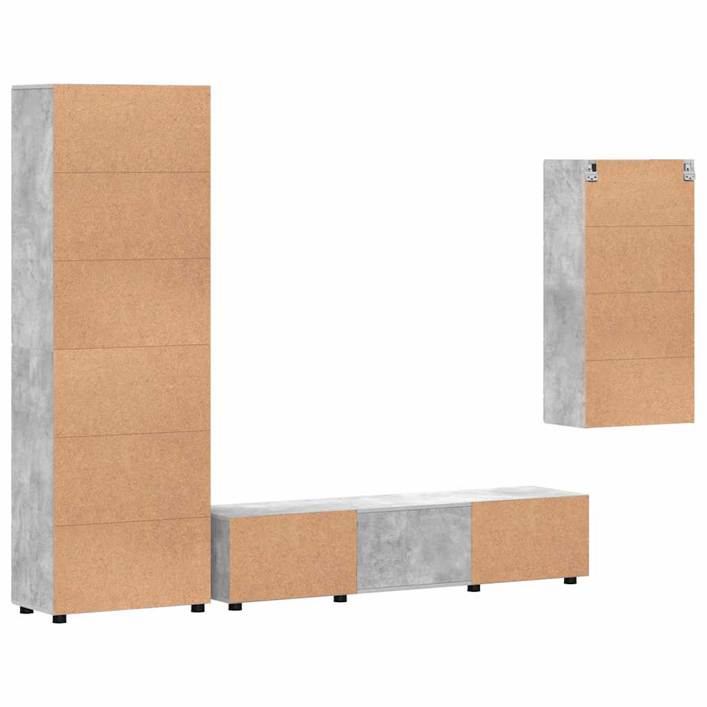 TV Cabinet Set FLORIN 3 pcs Concrete Grey Engineered Wood