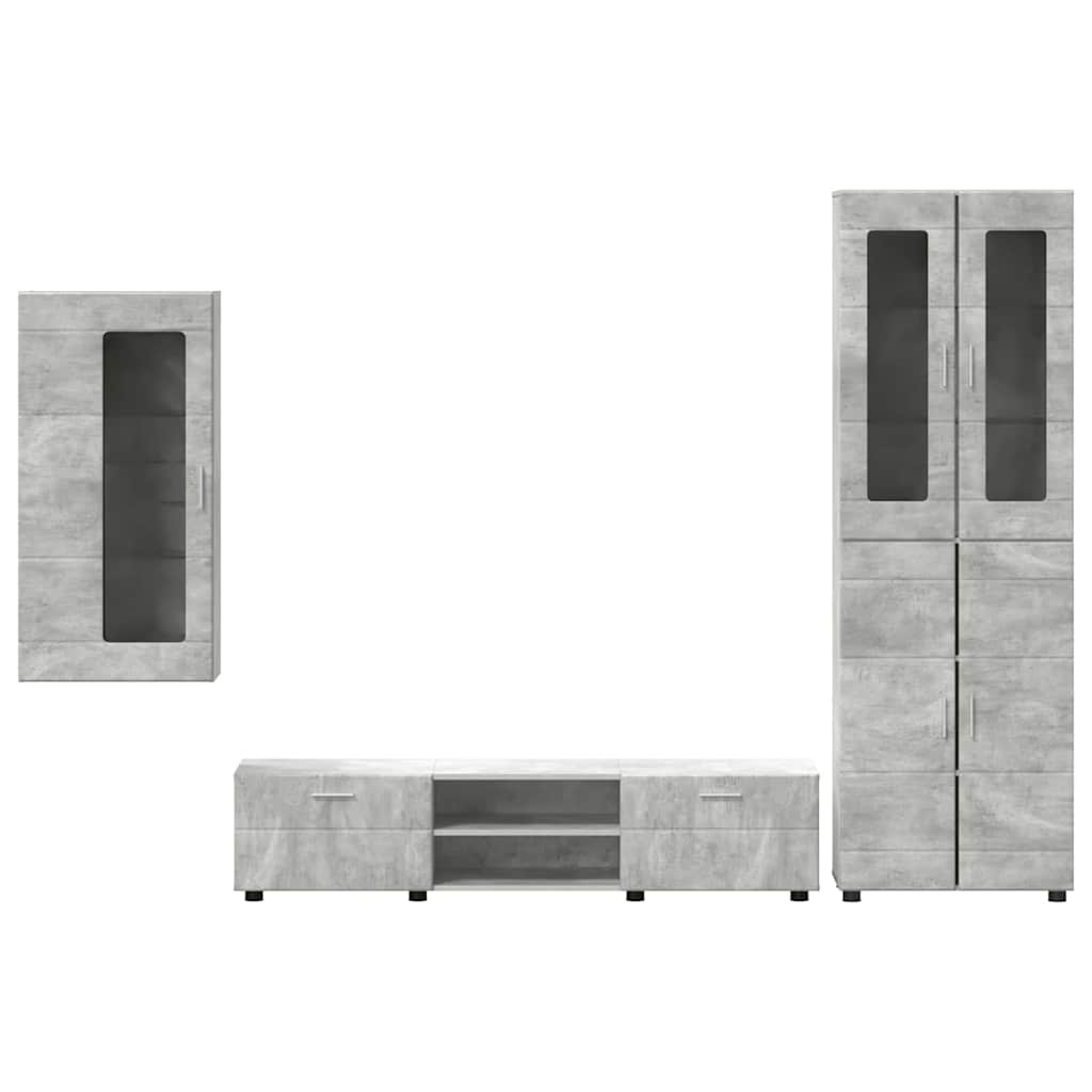 TV Cabinet Set FLORIN 3 pcs Concrete Grey Engineered Wood