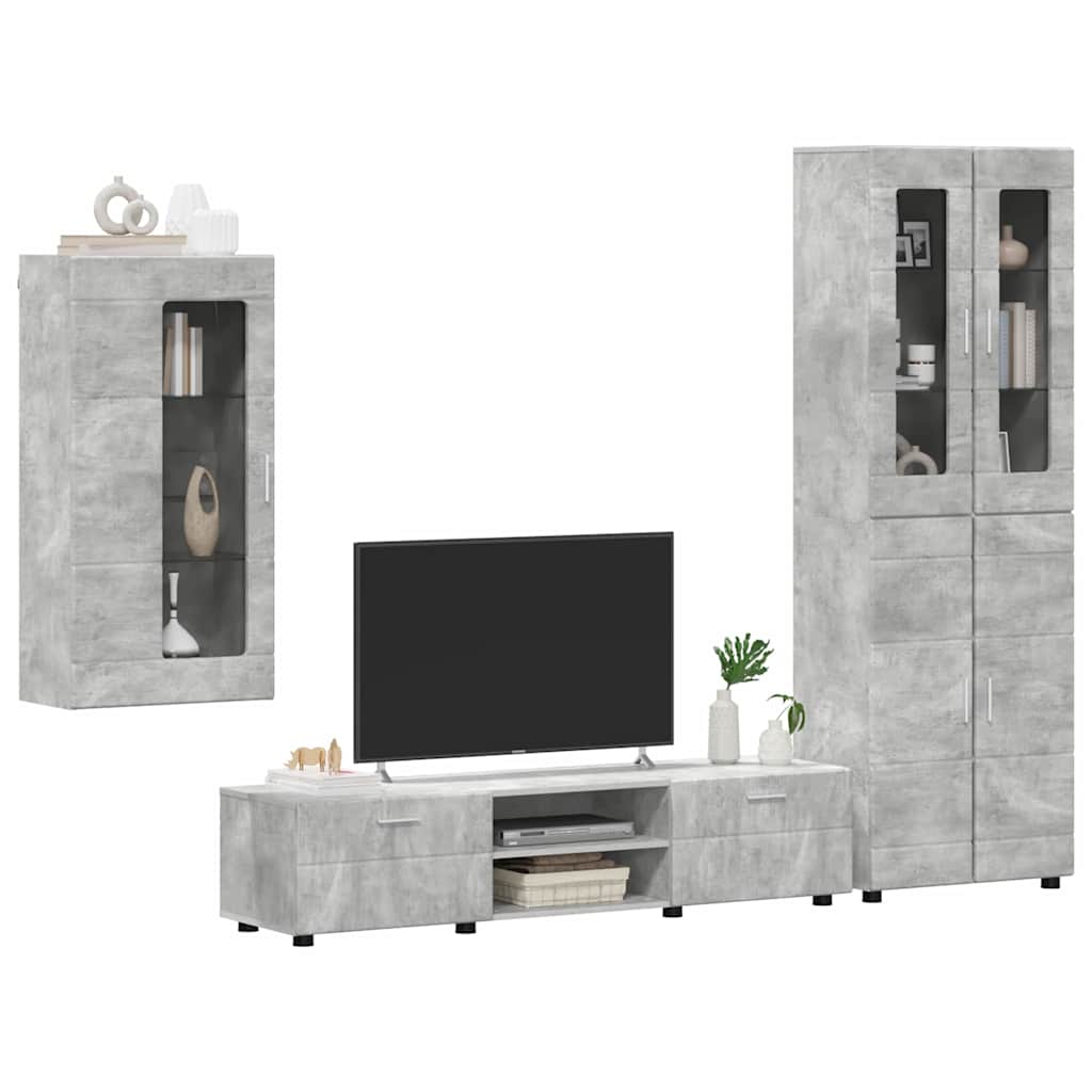 TV Cabinet Set FLORIN 3 pcs Concrete Grey Engineered Wood