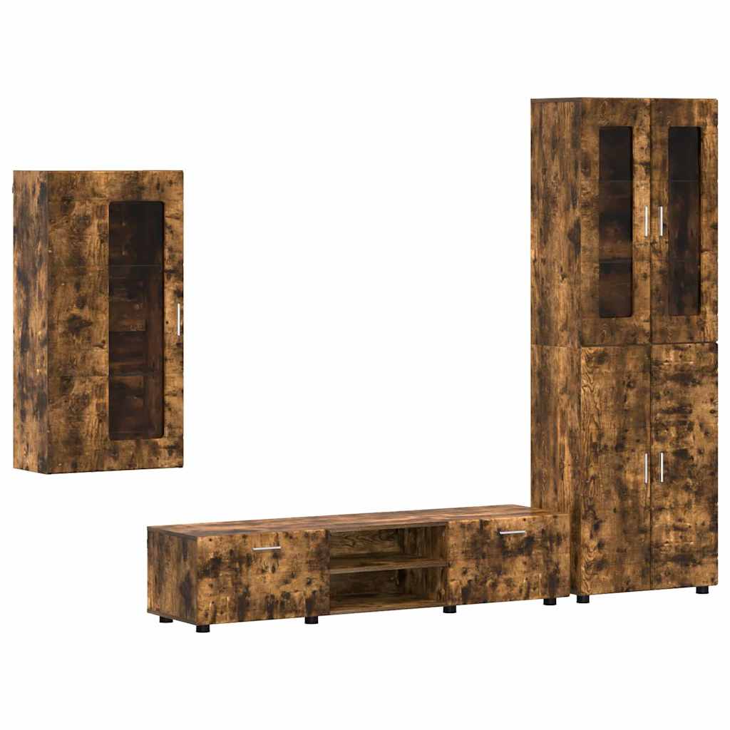 TV Cabinet Set FLORIN 3 pcs Smoked Oak Engineered Wood